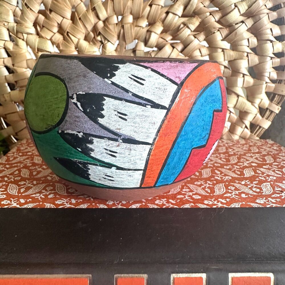 Vintage Jemez Pueblo Native American Pottery Bowl, Hand Painted Clay Planter